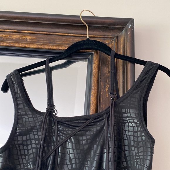 Savage, medium black, stripy, rocker tang style shirt, mini dress, unique style - Picture 2 of 7